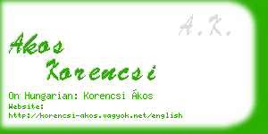 akos korencsi business card